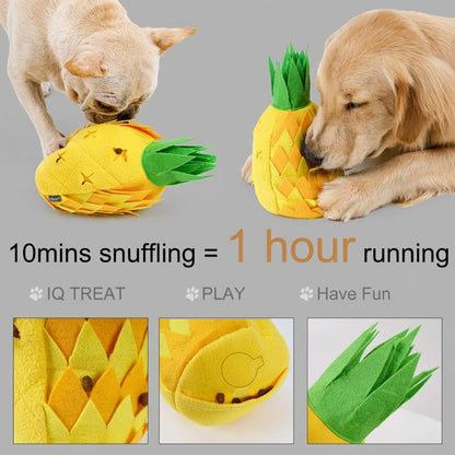 Pet Dog Toys: Pineapple Training Treat Finder Plush Puzzle