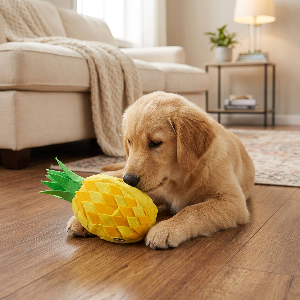 Pet Dog Toys: Pineapple Training Treat Finder Plush Puzzle