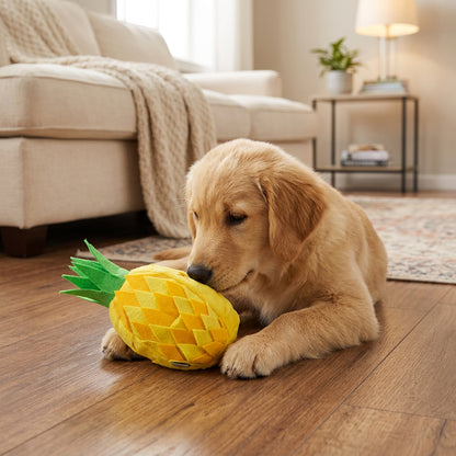 Pet Dog Toys: Pineapple Training Treat Finder Plush Puzzle