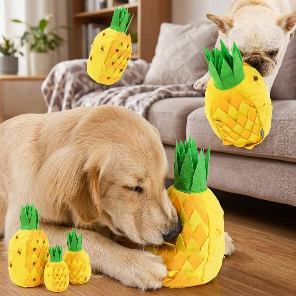 Pet Dog Toys: Pineapple Training Treat Finder Plush Puzzle