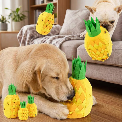 Pet Dog Toys: Pineapple Training Treat Finder Plush Puzzle