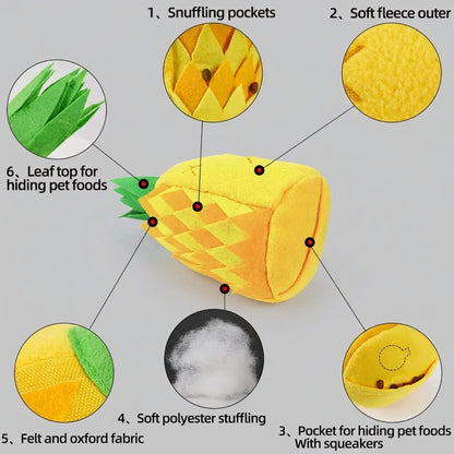 Pet Dog Toys: Pineapple Training Treat Finder Plush Puzzle